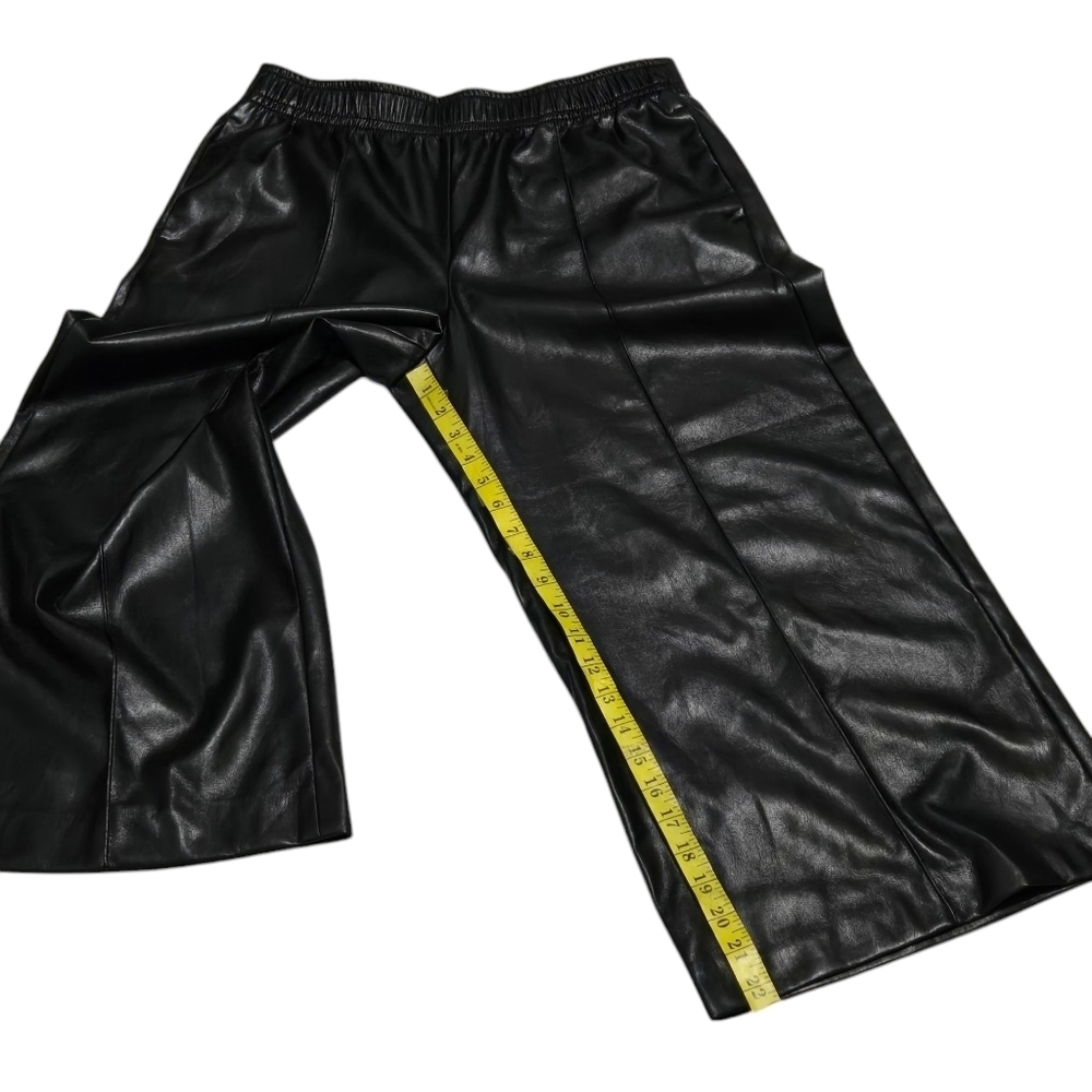 Velvet By GrahamAndSpence Black Faux Leather Wide-Leg Pants Womens Size Medium - Picture 5 of 8